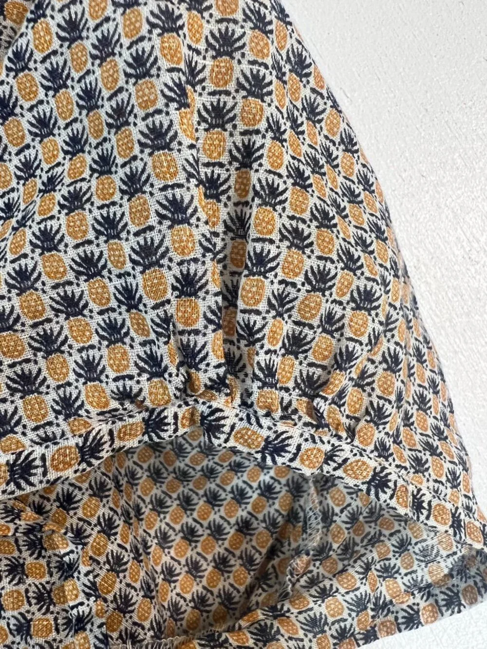J.Crew Size 14 Pineapple Print Ruffle‎ Peplum Cotton Blouse Top